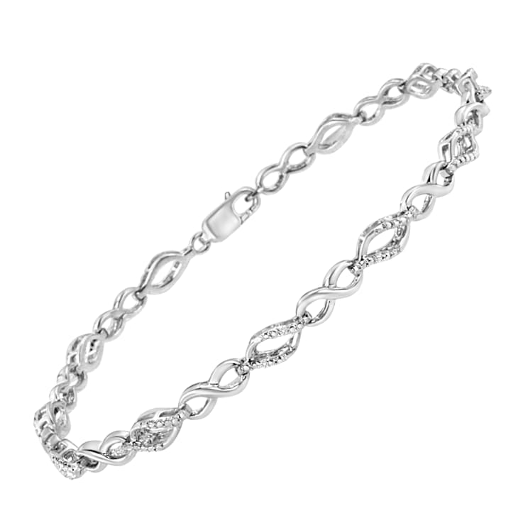 Sterling Silver Diamond Accent Alternating Infinity Shape and Pear Shape
Link Bracelet