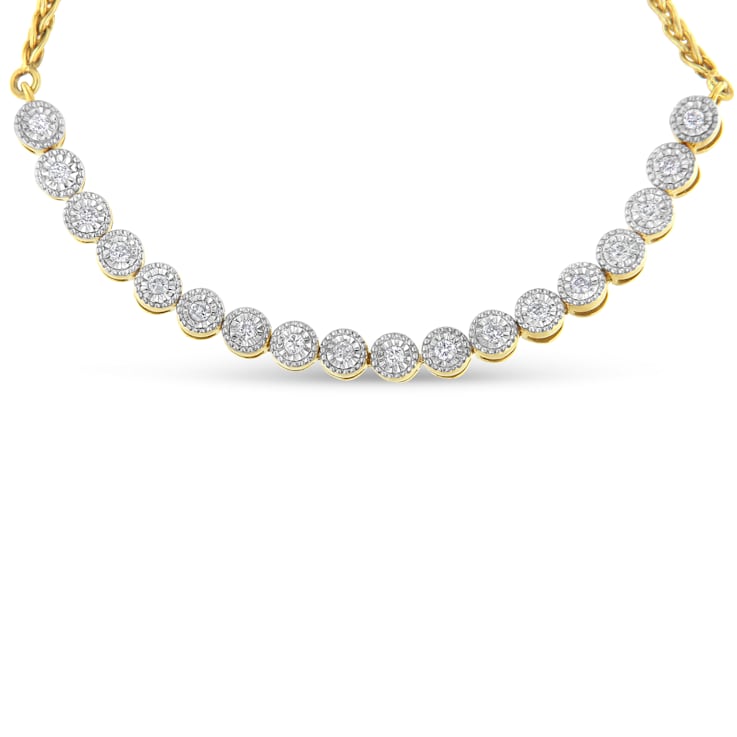 10K Yellow Gold Over Sterling Silver Miracle-Set Diamond Accent 6”-9”
Adjustable Beaded Bolo