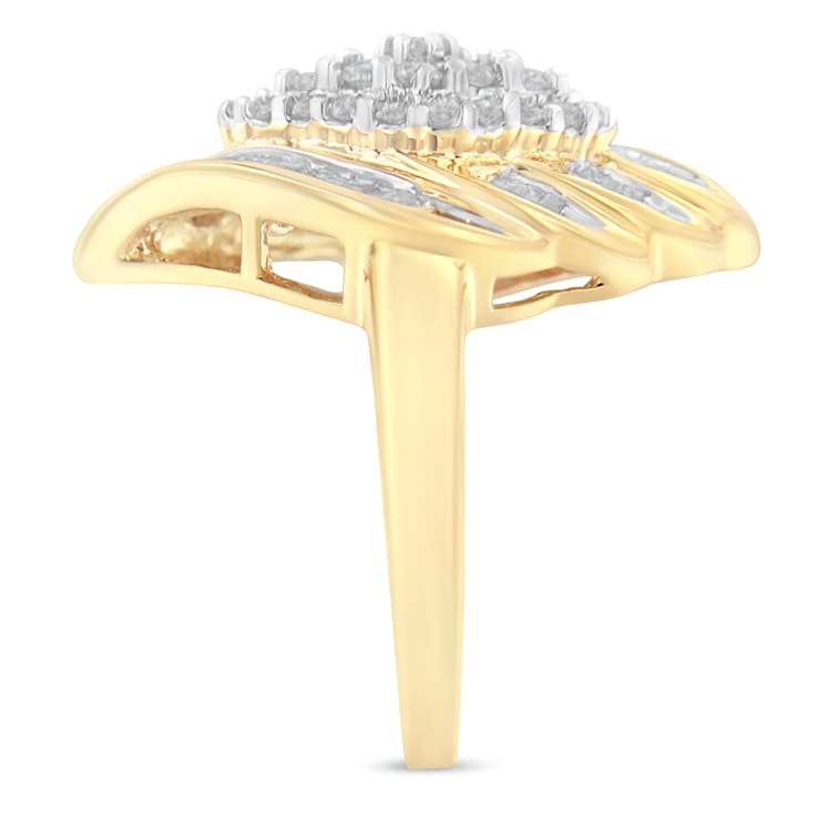 10K Yellow Gold Diamond Cocktail Ring (3/4 Cttw, I-J Color, I2-I3 Clarity)