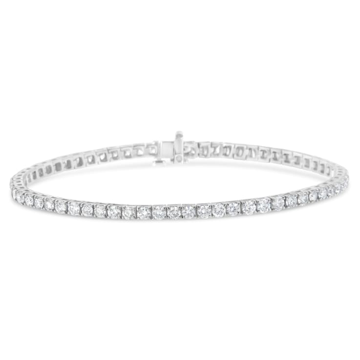 14K White Gold IGI Certified 5.0 Ctw Diamond  7” Tennis Bracelet (H-I
Color, I1-I2 Clarity)