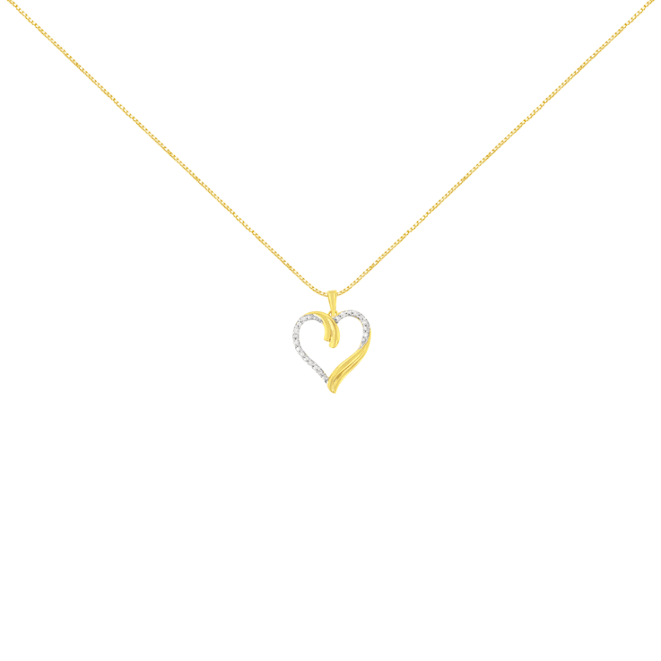 10K Yellow Gold Over Sterling Silver 1/10ctw Diamond Heart