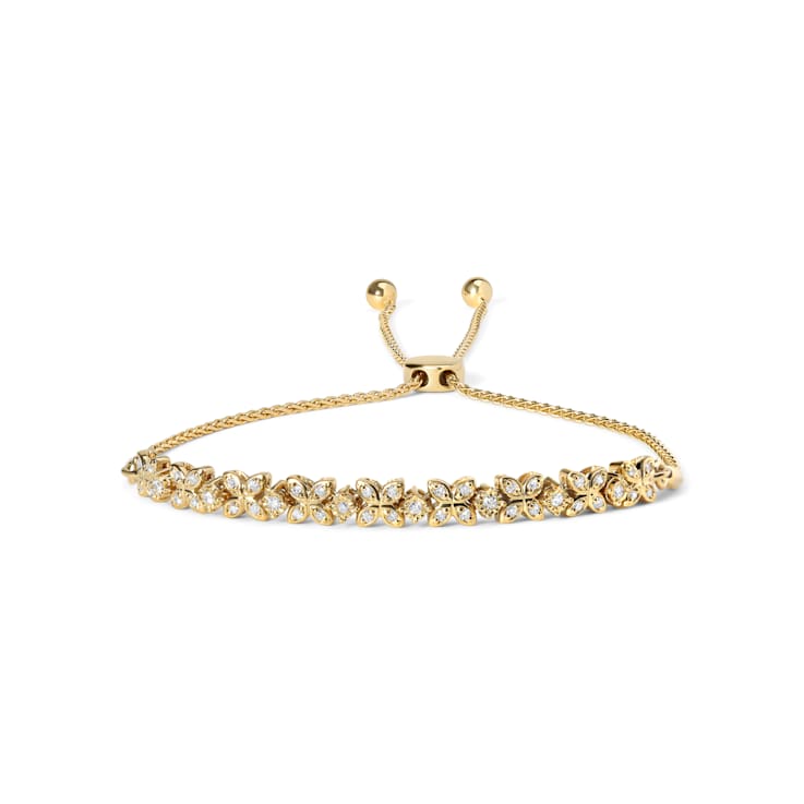18K Yellow Gold Over Sterling Silver 1/4ctw Diamond Marquise Link
4"-10" Adjustable Bolo Bracelet