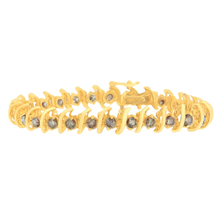 14K Yellow Gold 6.0ctw Round-Cut Diamond 'S' Bracelet
