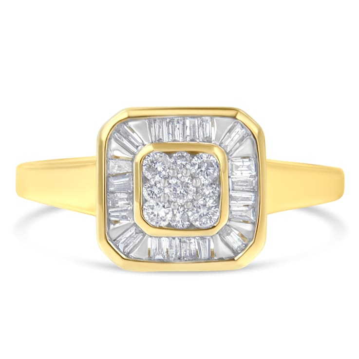 10K Yellow Gold Diamond Cocktail Ring (1/2 Cttw, I-J Color, SI2-I1 Clarity)