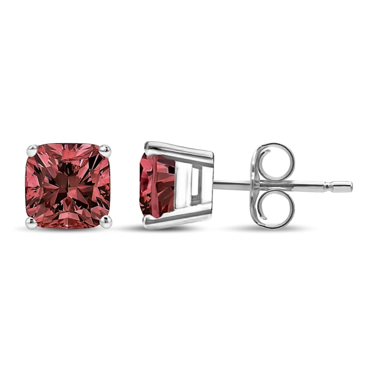 14K White Gold 1/2 Cttw Lab Grown Pink Cushion 4-Prong Set Classic
Diamond Solitaire Stud Earrings