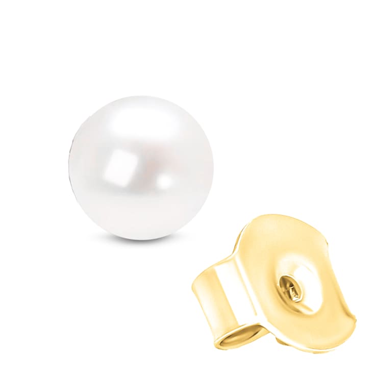 5.5-6.0MM Saltwater Akoya Cultured White Pearl 14K Yellow Gold Stud Earrings
