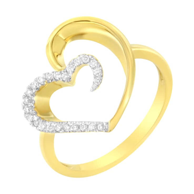 14KT Yellow Gold 1/10 ctw. Diamond Heart Shape Ring (K-L, I1-I2) - Size 7