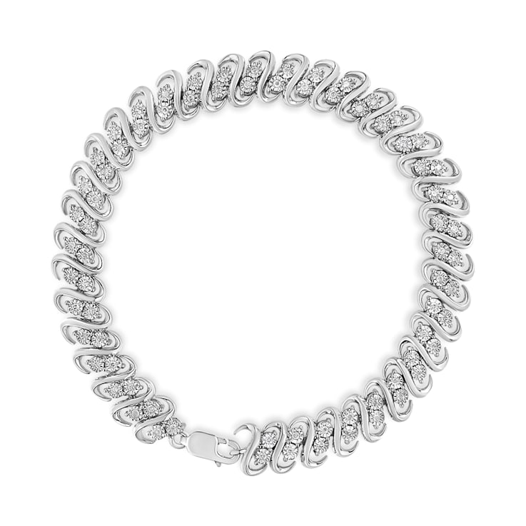 0.50ctw White Diamond Double Row Sterling Silver Tennis Bracelet