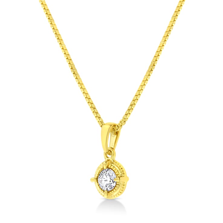 14K Yellow Gold Over Sterling 1/3ctw Diamond Solitaire Pendant
w\chain(K-L Color, I2-I3 Clarity)