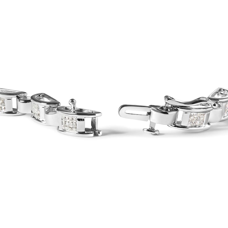 14K White Gold 1.00 Cttw Princess-Cut Diamond Link Bracelet (I-J Color,
I1-I2 Clarity) - Size 7"