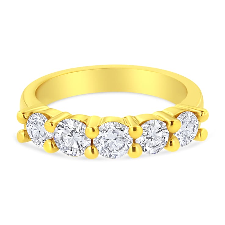 14K Yellow Gold Over Sterling Silver 1 1/2ctw Round Diamond Band Ring
(K-L Color, SI2-I1 Clarity)
