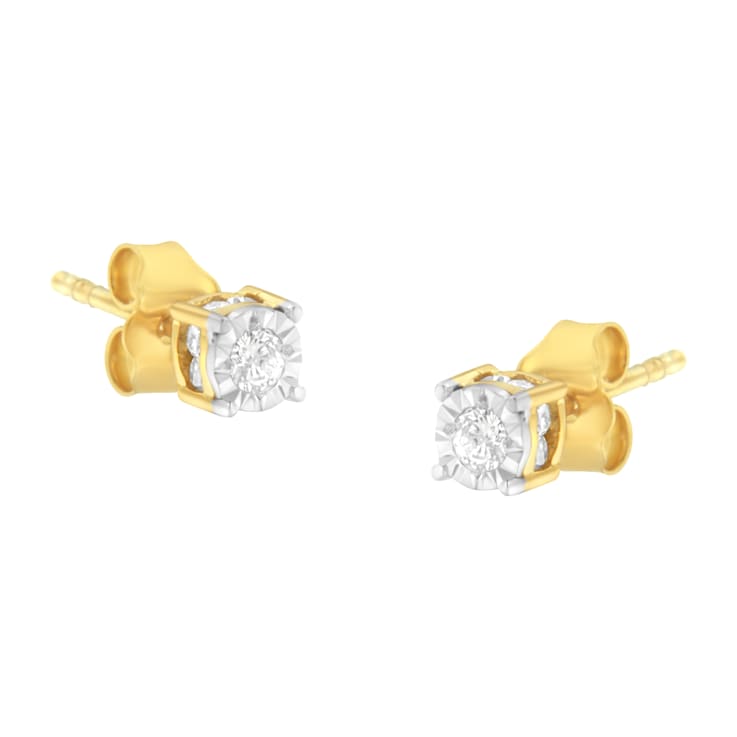10K Yellow Gold Over Sterling Silver Diamond Stud Earring 1/4ctw