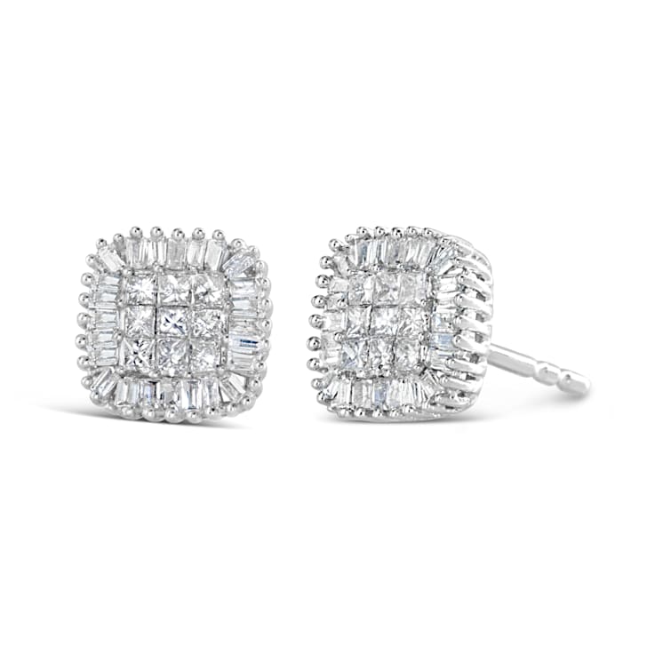 10K White Gold 1/2ctw Invisible-Set Princess Cut and Prong