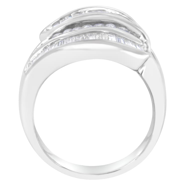 14K White Gold Diamond Bypass Band Ring (1.0ctw, H-I Color, SI1-SI2 Clarity)