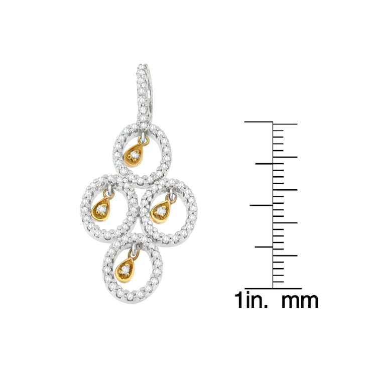 14K Two- Toned Gold 2/5ctw Round Diamond Pendant With Chain (H-I, I1-I2)