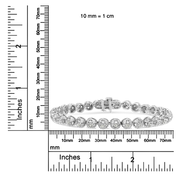 Sterling Silver 1ct. TDW Diamond Circle Link Eternity Bracelet (I-J,I3)
- 7"
