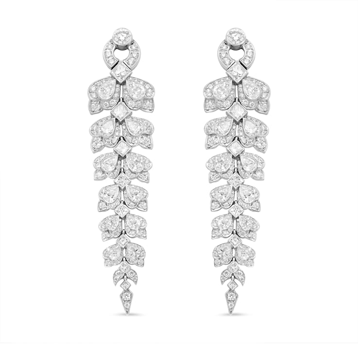 18K White Gold 10 1/4ctw Mixed Fancy Diamond Clusters Vintage Art Deco
Cascade Dangle Drop Earrings