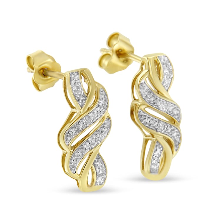 Diamond-Accent 14K Yellow Gold Over Sterling Silver Cross