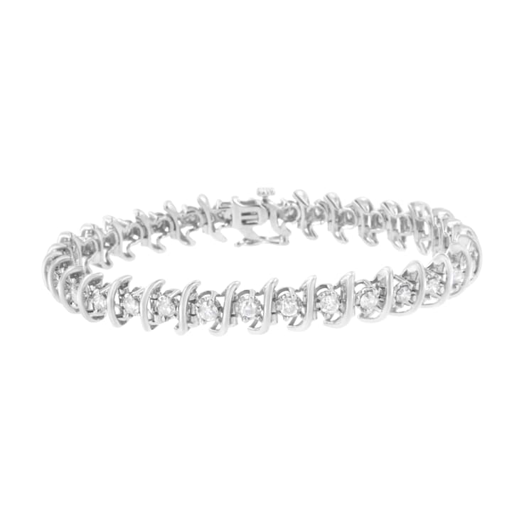 Sterling Silver 3.0ctw Diamond "S" Link Bracelet