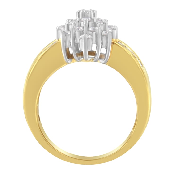 10K Yellow Gold 1.0ctw Marquise Composite Diamond Cluster Cocktail Ring
(H-I Color, SI2-I1 Clarity)
