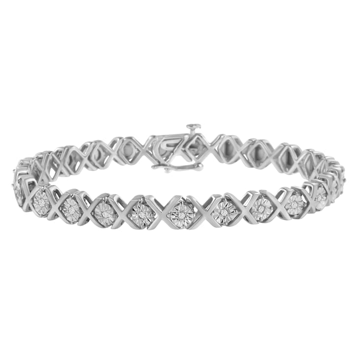 Sterling Silver 1/10 cttw Diamond 