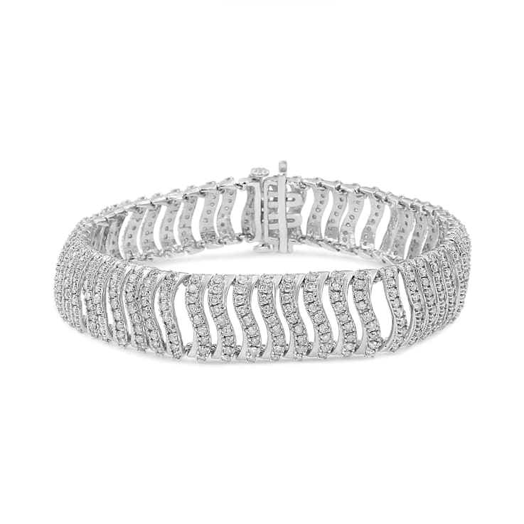 Sterling Silver 5.00ctw Round-Cut Diamond "S" Link Bracelet