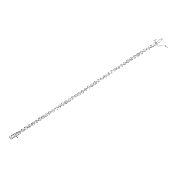Sterling Silver .50ctw Miracle Set Round Diamond Bezel Design Link Bracelet