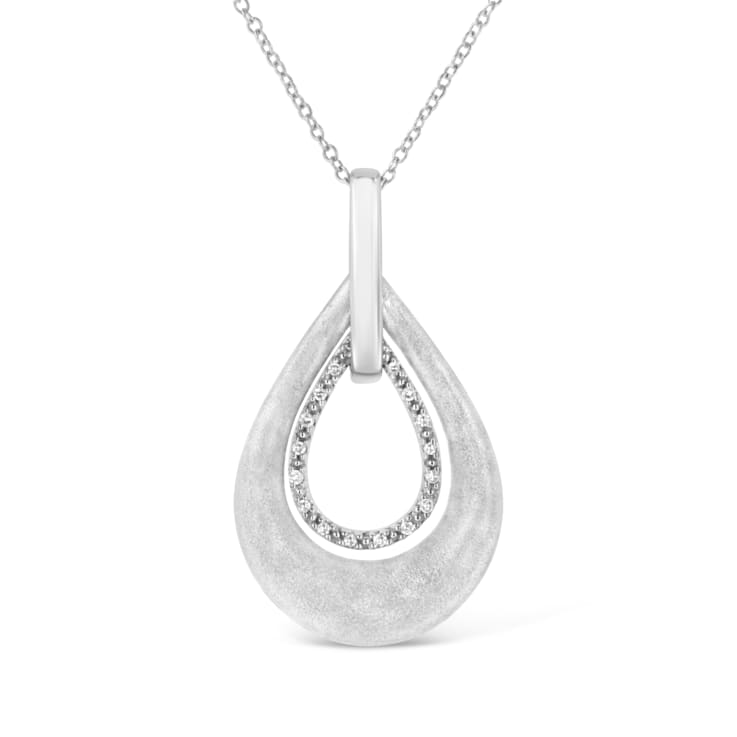 .925 Sterling Silver Prong-Set Diamond Accent Fashion Double Drop Design
18" Pendant Necklace
