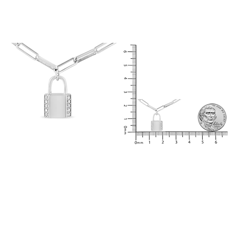 Sterling Silver 1/10ctw Round Diamond Lock Paperclip Chin Necklace (H-I
Color, SI1-SI2 Clarity)