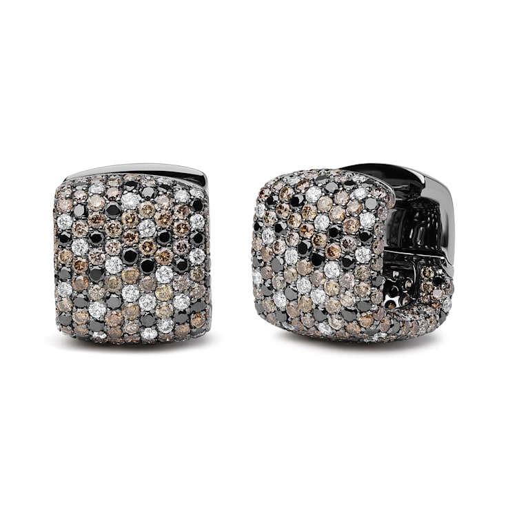 Black Rhodium over 18K White Gold Multi-Color Round Diamond Cluster
Square Huggie Hoop Earrings