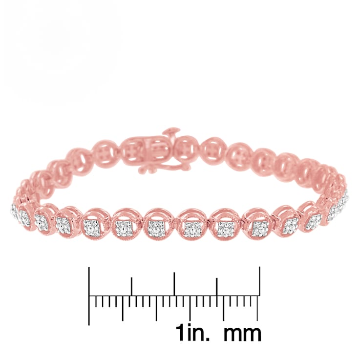 10K Rose Gold Over Sterling Silver 1/4 Cttw Diamond Tennis Bracelet