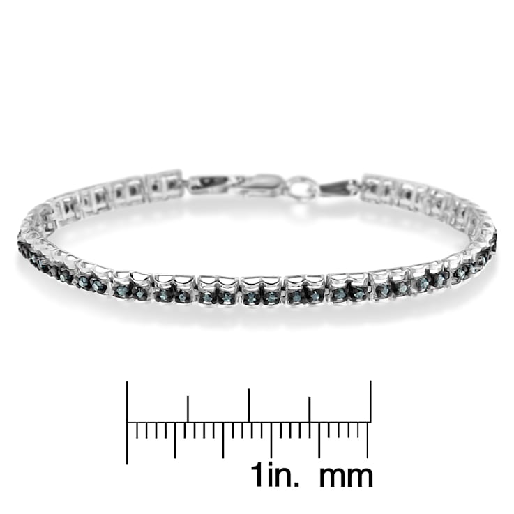 Black Rhodium over Sterling Silver 1.0ctw Rose Cut Blue Diamond
Double-Link 7" Tennis Bracelet