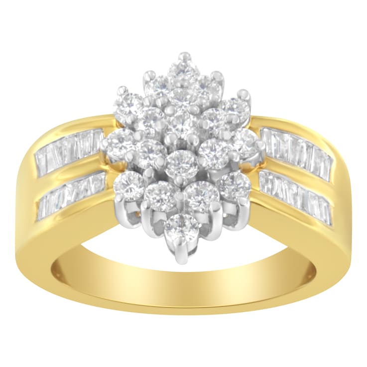 10K Yellow Gold 1.0ctw Marquise Composite Diamond Cluster Cocktail Ring
(H-I Color, SI2-I1 Clarity)