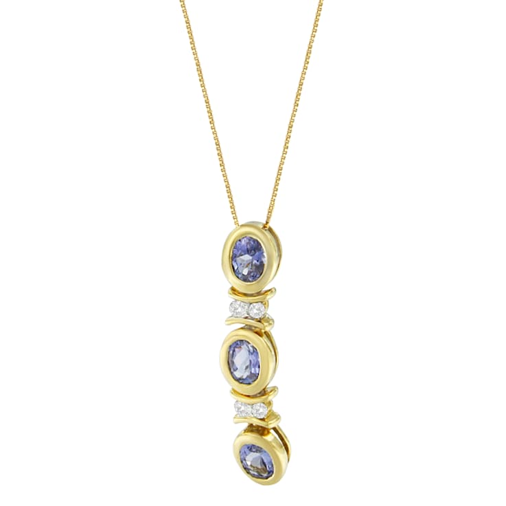 14K White Gold Round Cut Diamond and Tanzanite Pendant w\chain(1.20ctw,
G-H Color, SI2-I1 Clarity)