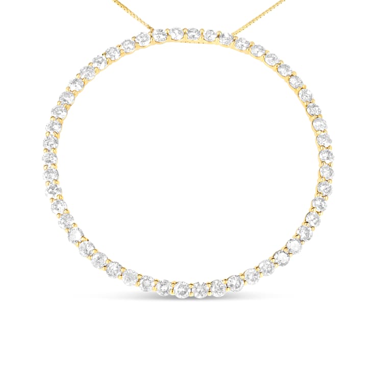 10K Yellow Gold Over Sterling Silver 4ctw Diamond Circle Hoop Necklace
(J-K Color, I1-I2 Clarity)