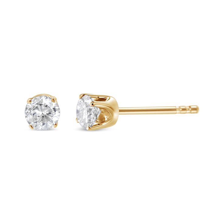 14K Yellow Gold 1/2 Cttw Round-Cut Diamond Solitaire Stud Earrings (O-P
Color, SI2-I1 Clarity)