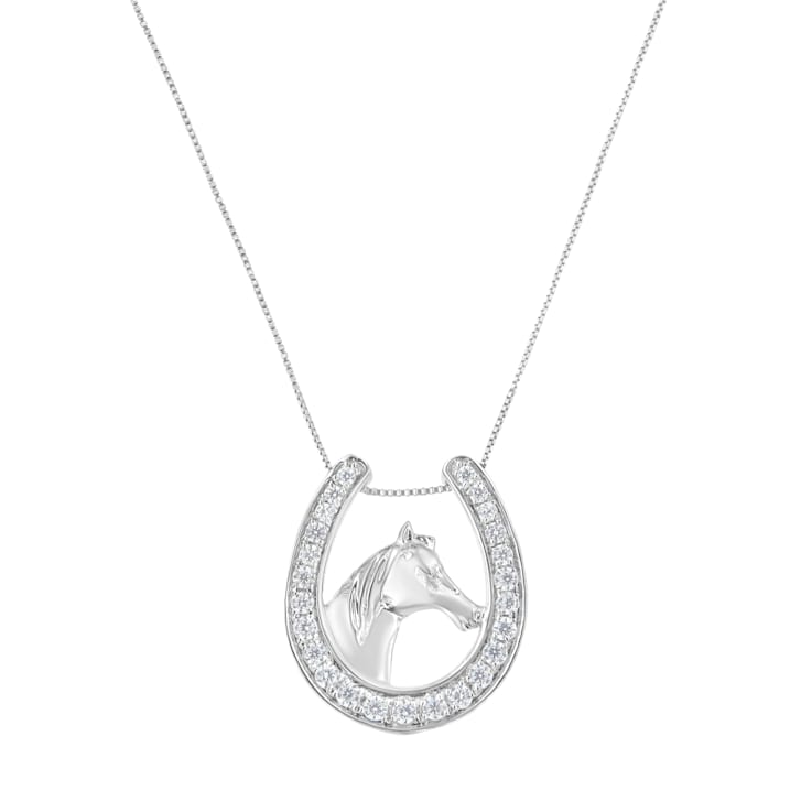 Sterling Silver 1/4ctw Diamond U Shape Pendant w\chain(I-J, I3-Promo)