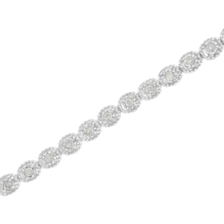Sterling Silver .50ctw Miracle-Set Diamond Bezel Look Tennis Bracelet