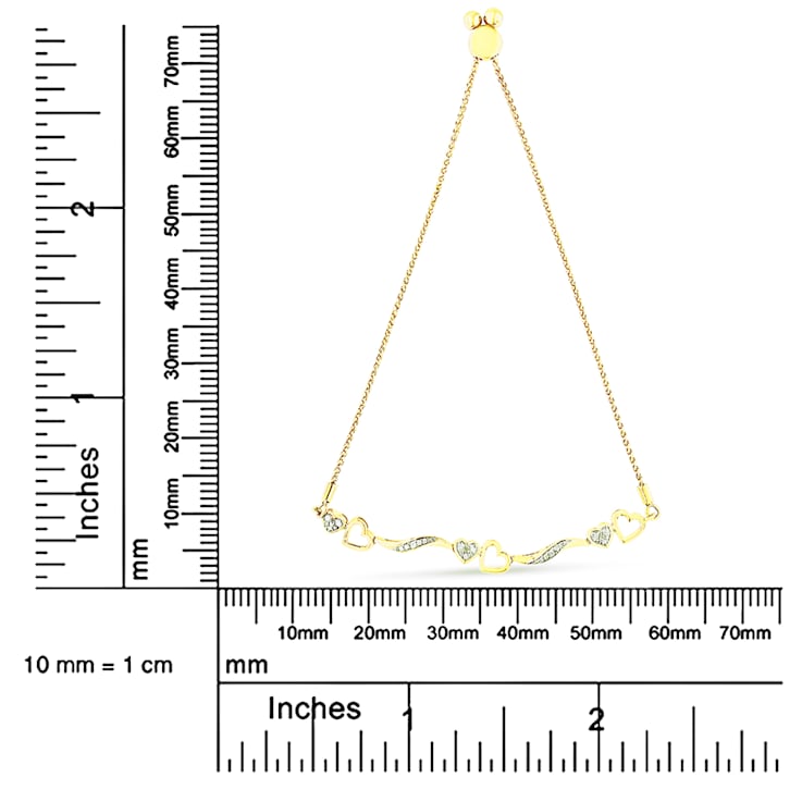 14K Yellow Gold Plated Sterling Silver 1/10 Cttw Diamond 4”-10”
Adjustable Bolo Bracelet (I-J, I3)