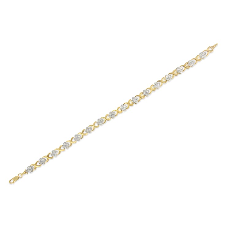 10K Yellow Gold Over Sterling Silver 1.0ctw Diamond Cluster X Link
Tennis Link Bracelet