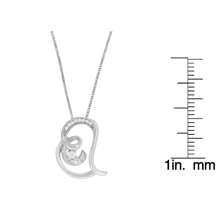 10K White Gold Diamond Accent Espira Open Spiral Twist Heart 'Rings of
Love' 18" Pendant w\chain