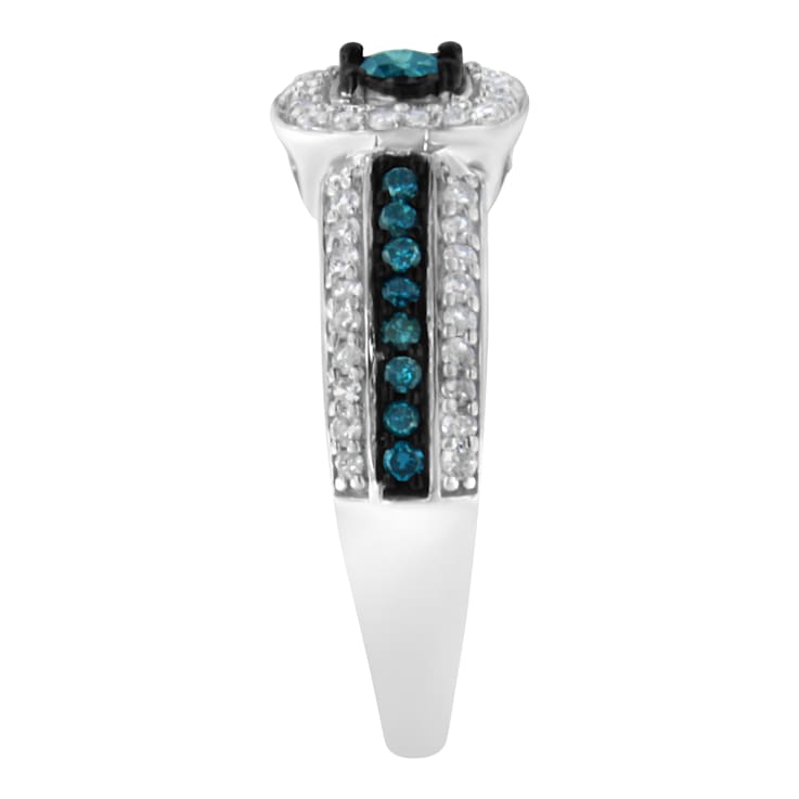Sterling Silver Blue Miracle-Set Diamond Engagement Ring (1/2 Cttw, J-K
Color, I1-I2 Clarity)