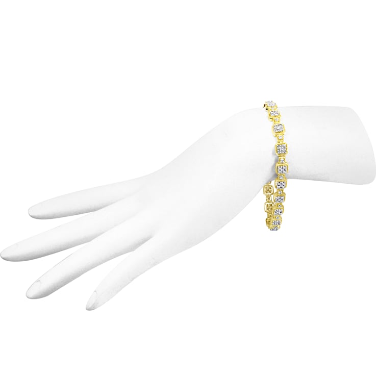 10K Yellow Gold 2.0 Cttw Diamond Square Link Bracelet (J-K Color, I2-I3
Clarity) - Size 7"