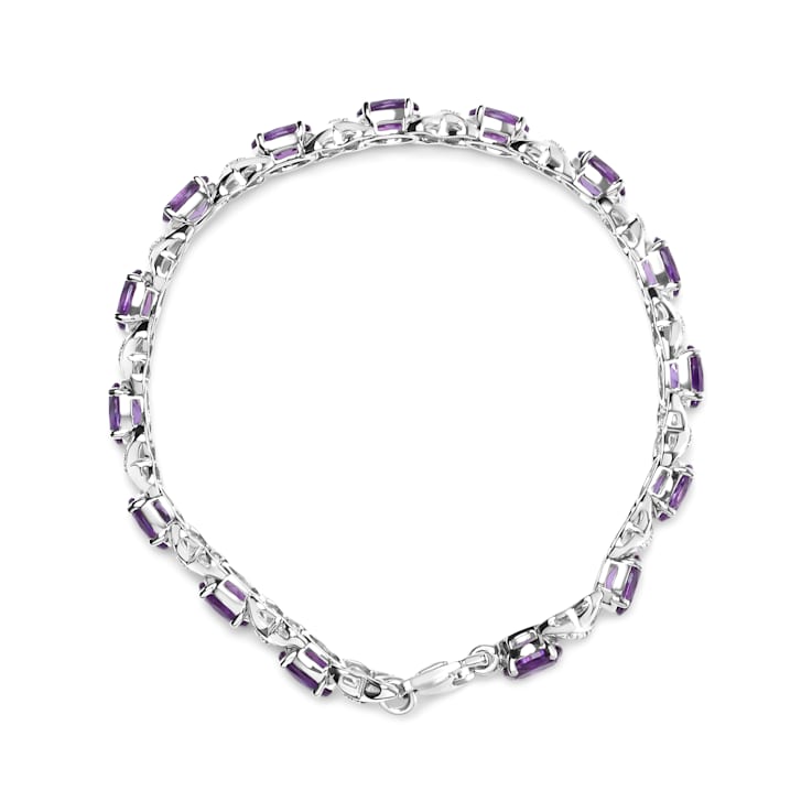 Sterling Silver Amethyst and Diamond Accent X-Link Bracelet (H-I Color,
SI1-SI2 Clarity)  - Size 7"