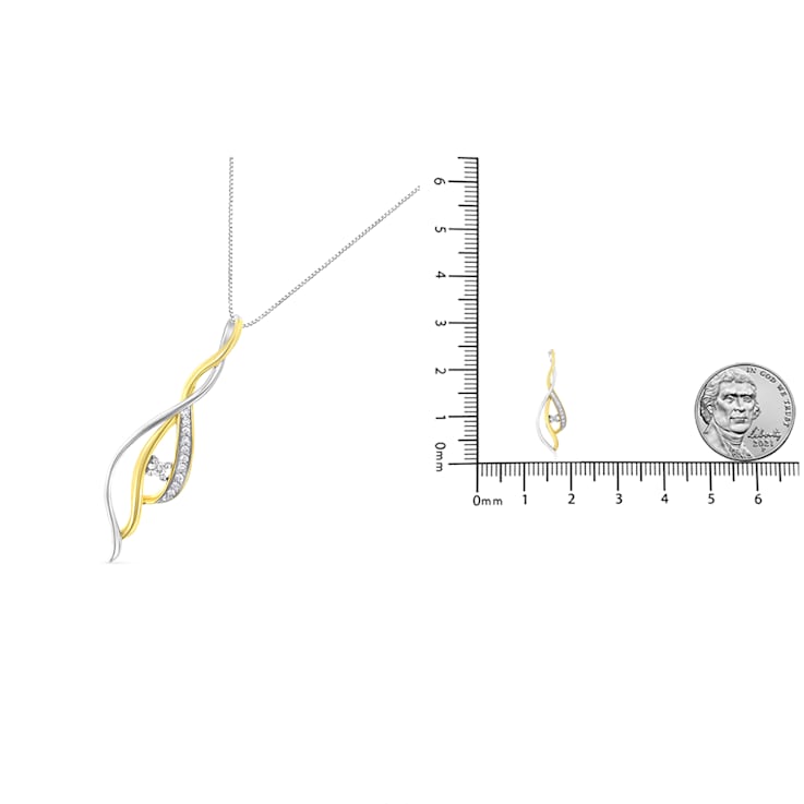 10K Two-tone Gold Over Sterling Silver Diamond Pendant w\chain(1/10ctw,
J-K Color, I2-I3 Clarity)
