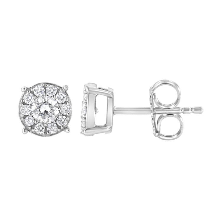 Sterling Silver 1/2 cttw Lab-Grown Diamond Floral Cluster Earring (F-G
Color, VS2-SI1 Clarity)
