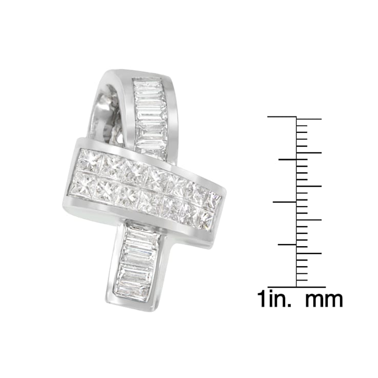 14K White Gold 2ctw Princess and Baguette Cut Diamond Ribbon Pendant
w\chain(H-I, SI-SI2)