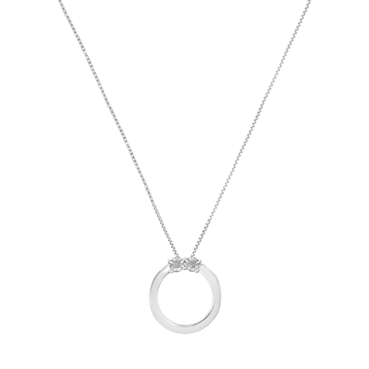 Sterling Silver 1/10ctw Diamond 2 Stone 'Together Forever' Open Circle
18" Pendant w\chain
