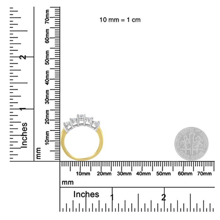 14K Yellow Gold 5 Stone Diamond Ring (1 cttw, H-I Color, SI1-SI2 Clarity)