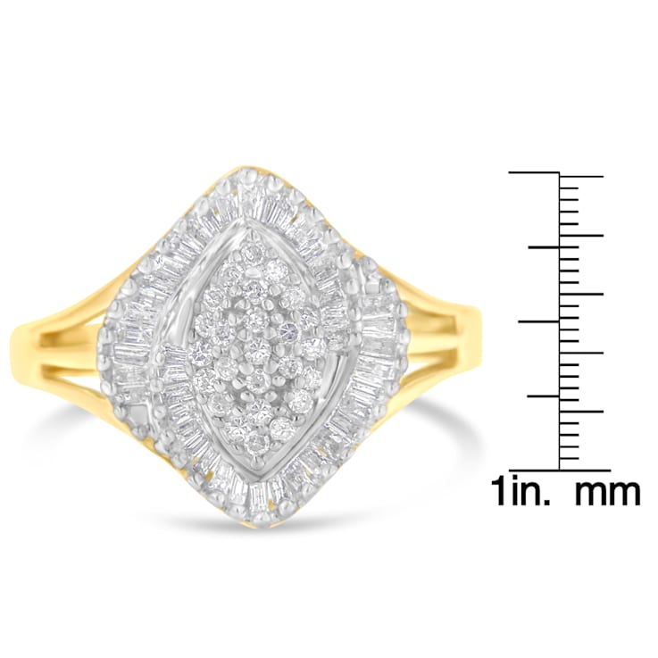 10K Yellow Gold Diamond Cocktail Ring (1/2 Cttw, J-K Color, I2-I3 Clarity)